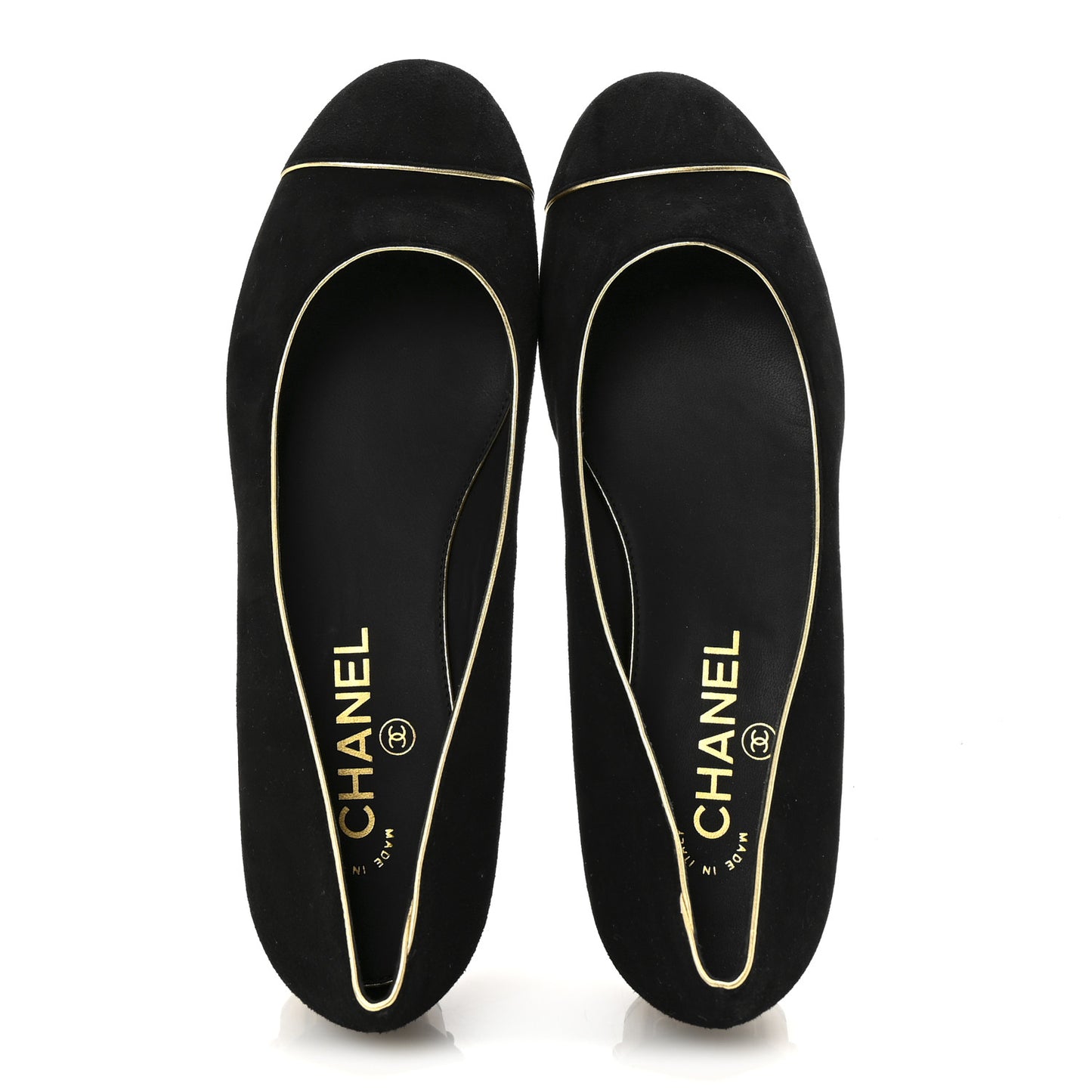 Suede Studded Cap Toe Low Heel Pumps 40 Black Gold