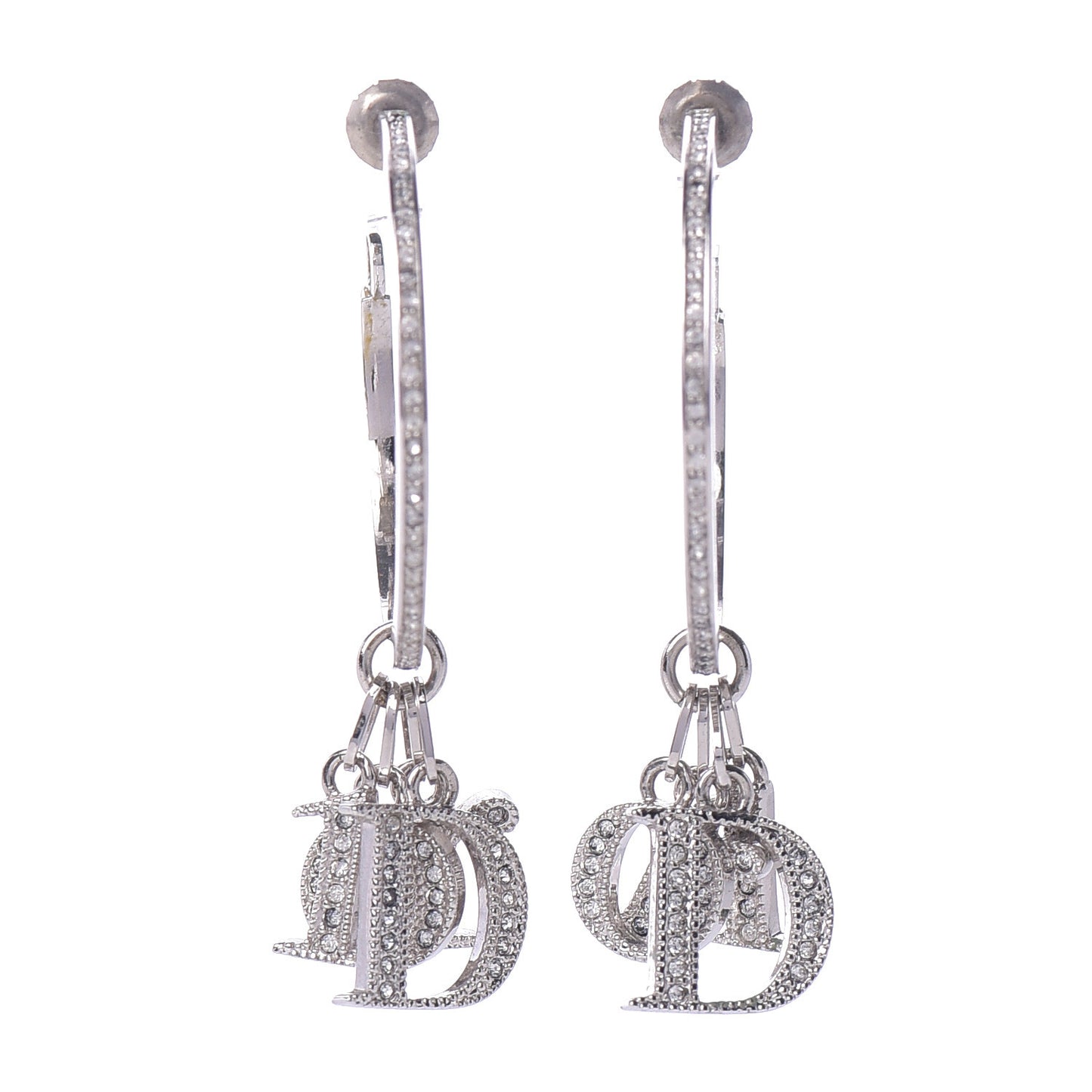 Crystal Hoop Earrings Silver