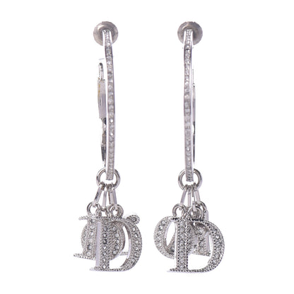 Christian Dior Crystal Hoop Earrings Silver 1 of 6