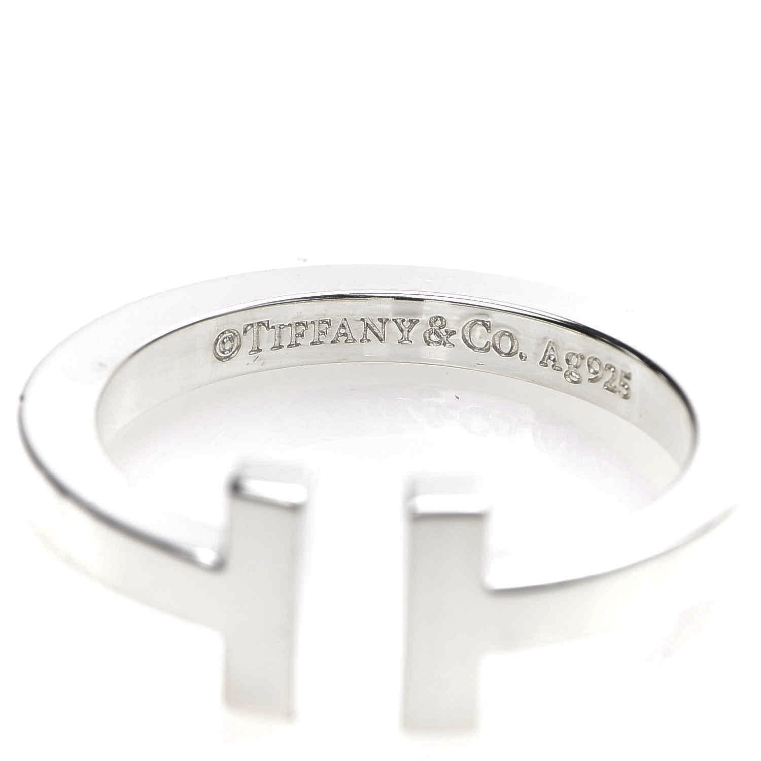 Tiffany Sterling Silver T Square Ring 58 8.25 4 of 5