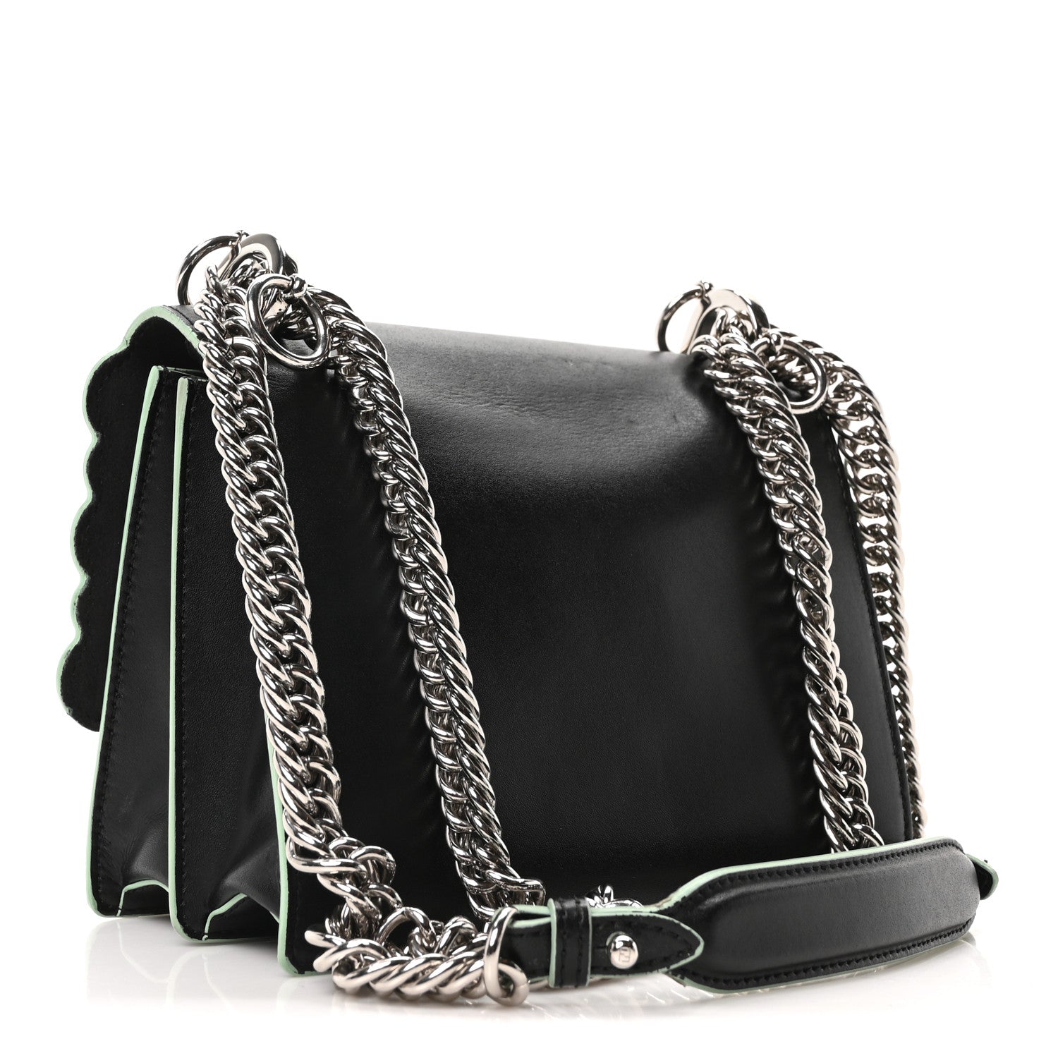 Fendi Vitello Liberty Scalloped Studded Small Kan I Shoulder Bag Black Multicolor 3 of 10