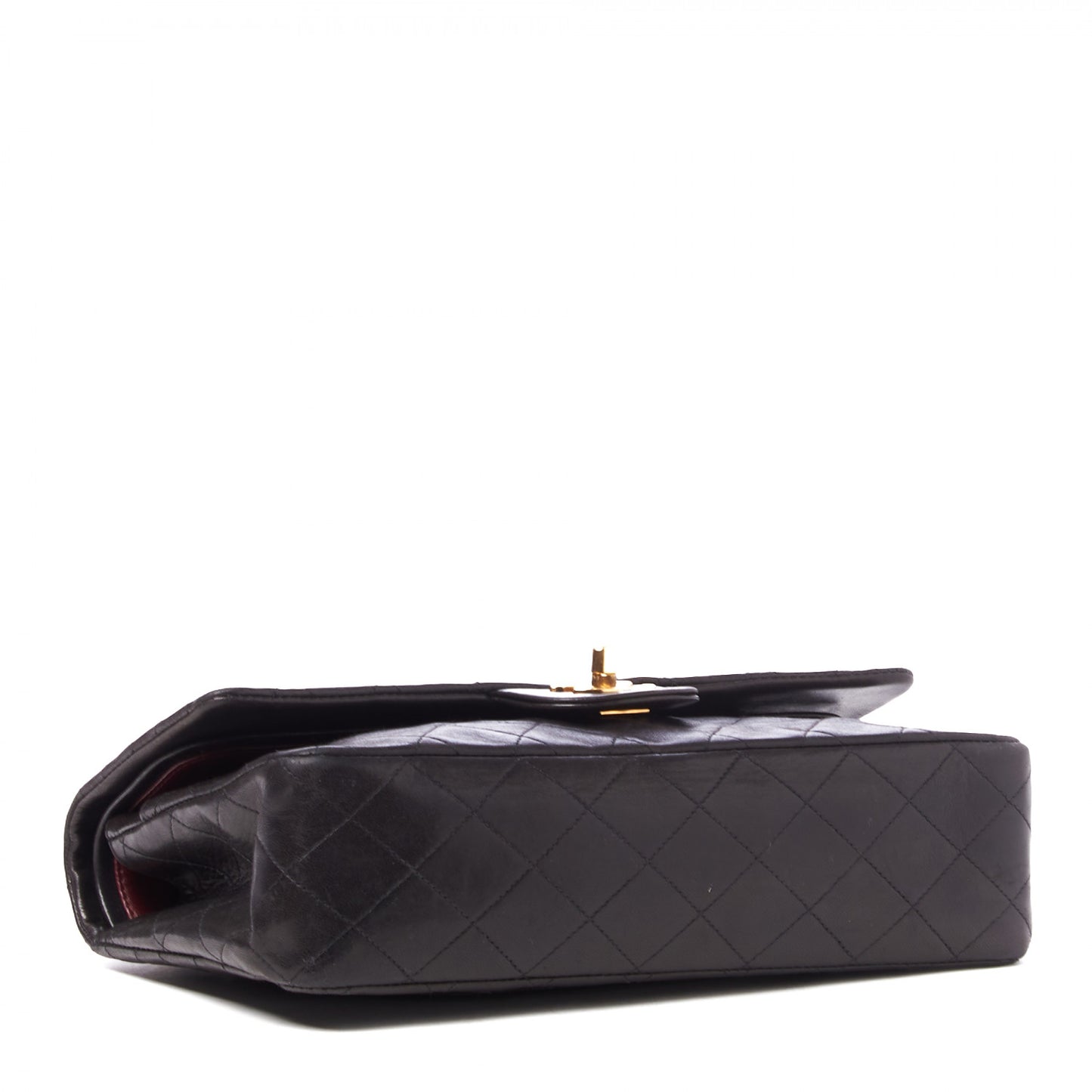Lambskin Quilted Medium Double Flap Black