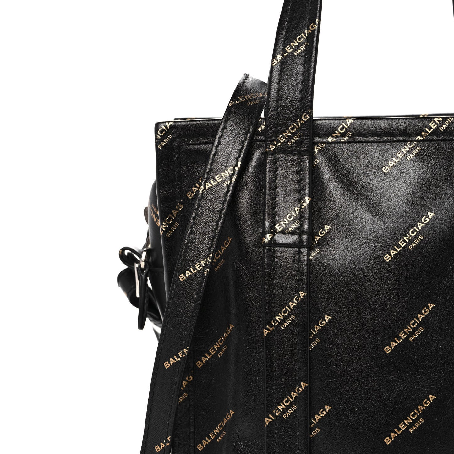 Calfskin Allover Logo XS Bazar Shopper Tote Black Gold