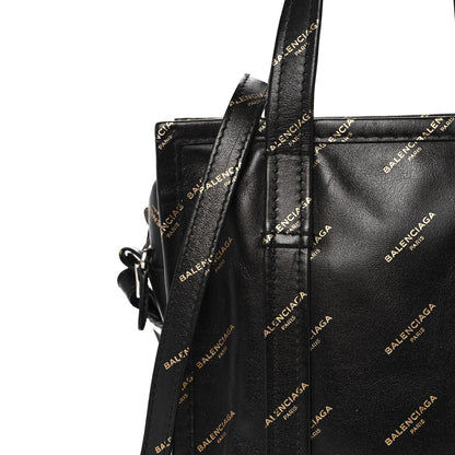 Balenciaga Calfskin Allover Logo XS Bazar Shopper Tote Black Gold 8 of 16