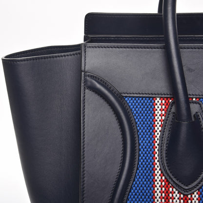 Celine Smooth Calfskin Striped Cotton Canvas Mini Luggage Navy Blue 14 of 15