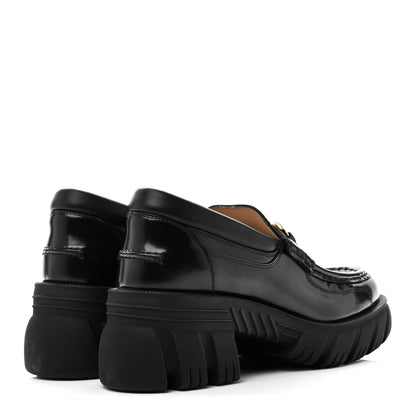 Gucci Magnum Calfskin Nappa Samoa Womens Horsebit Platform Chunky Lug Sole 40mm Loafers 40 Black 5 of 9