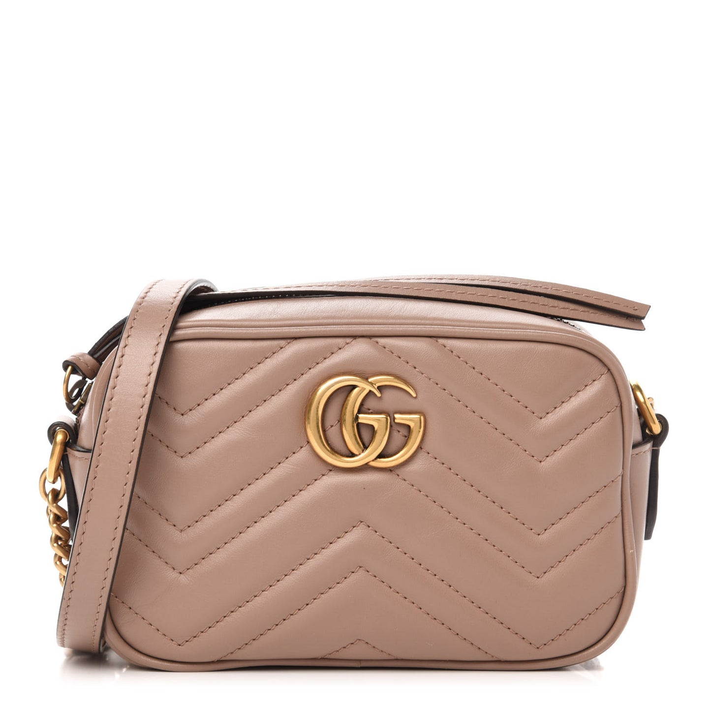 Calfskin Matelasse Mini GG Marmont Chain Shoulder Bag Porcelain Rose