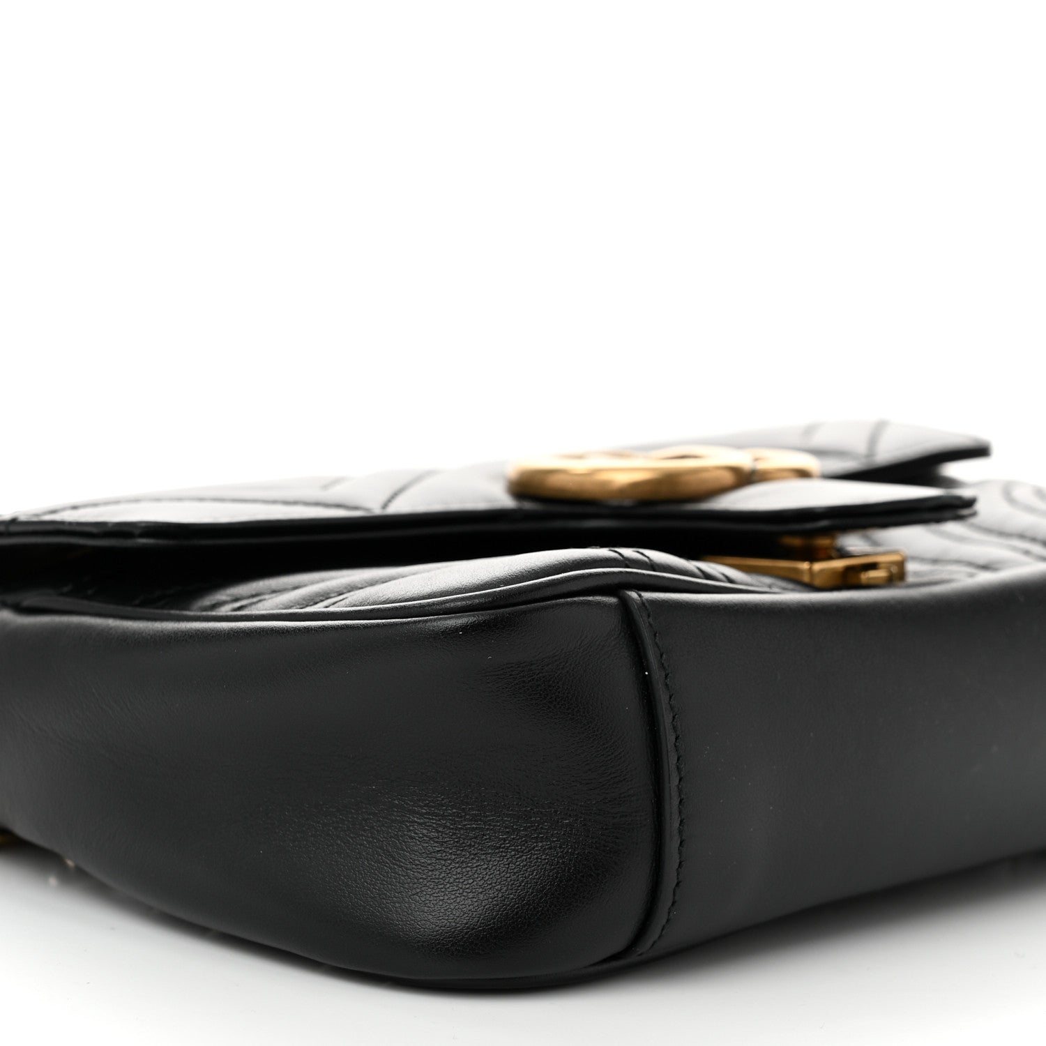 Gucci Calfskin Matelasse Mini GG Marmont Shoulder Bag Black 9 of 10