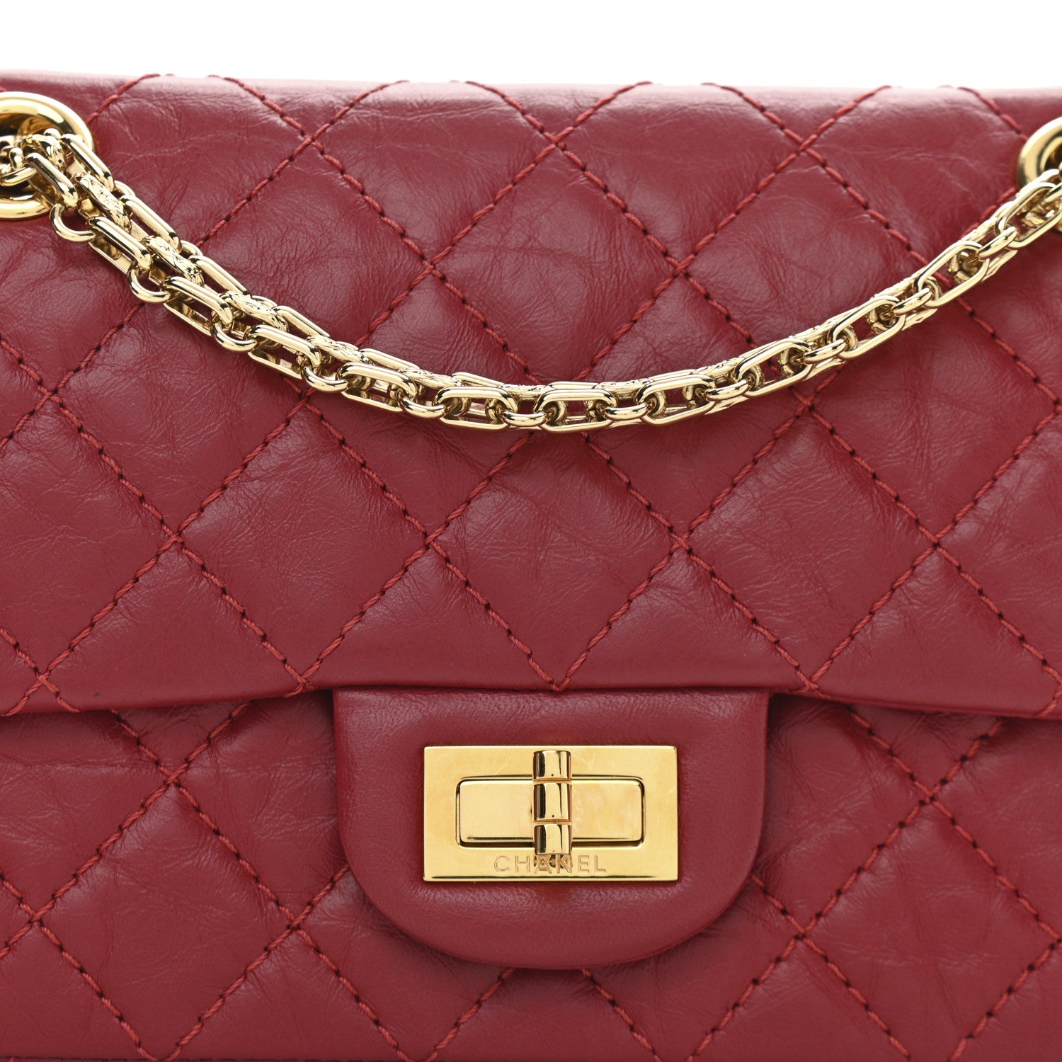 Chanel Aged Calfskin Quilted 2.55 Reissue Mini Flap Red 8 of 10