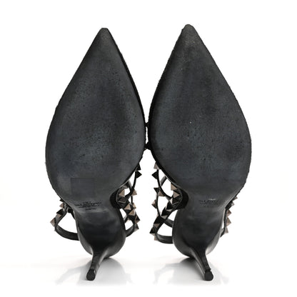 Valentino Garavani Calf Hair Rockstud Ankle Strap Pumps 38.5 Black 6 of 14
