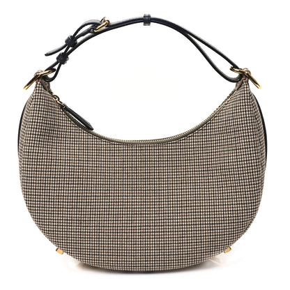 Fendi Wool Vitello Grace Small Houndstooth Small Fendigraphy Hobo Bag Beige Ebano 1 of 10