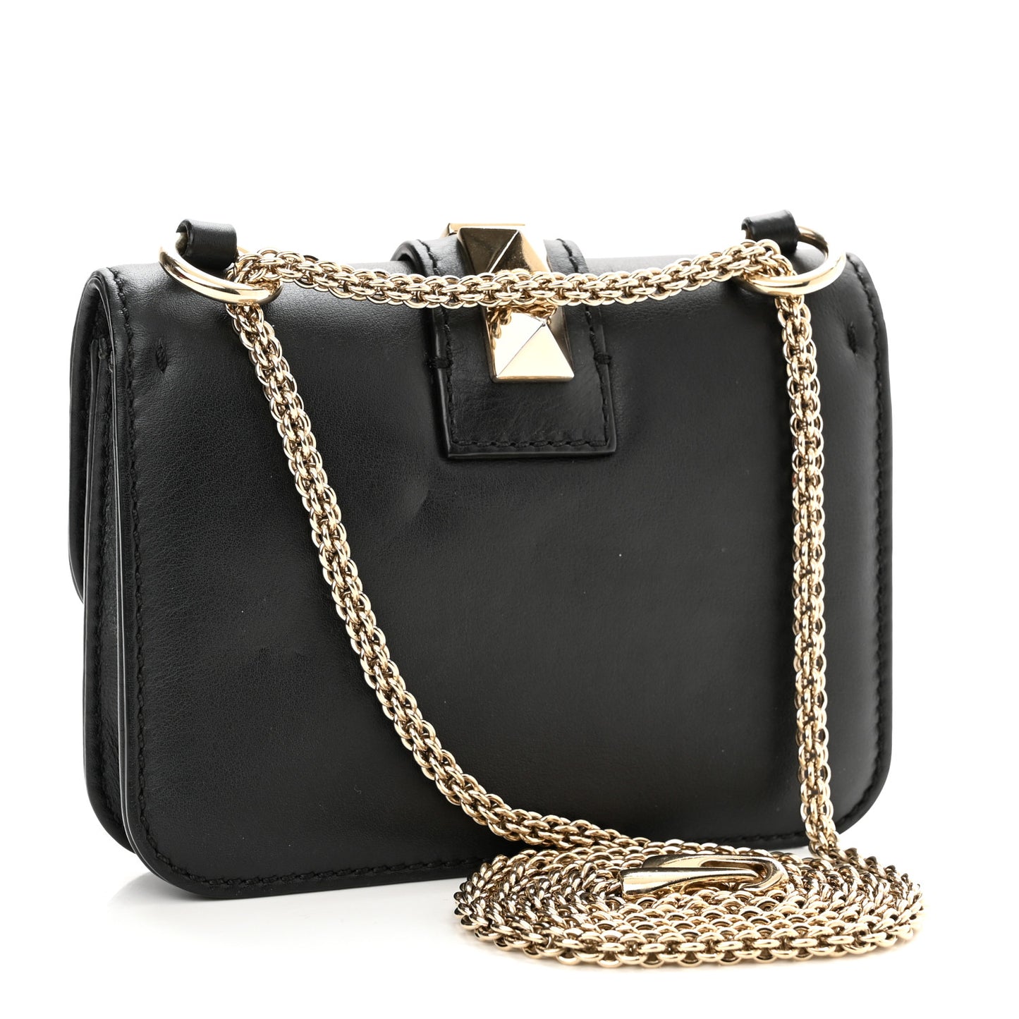 Vitello Mini Glam Lock Rockstud Flap Black