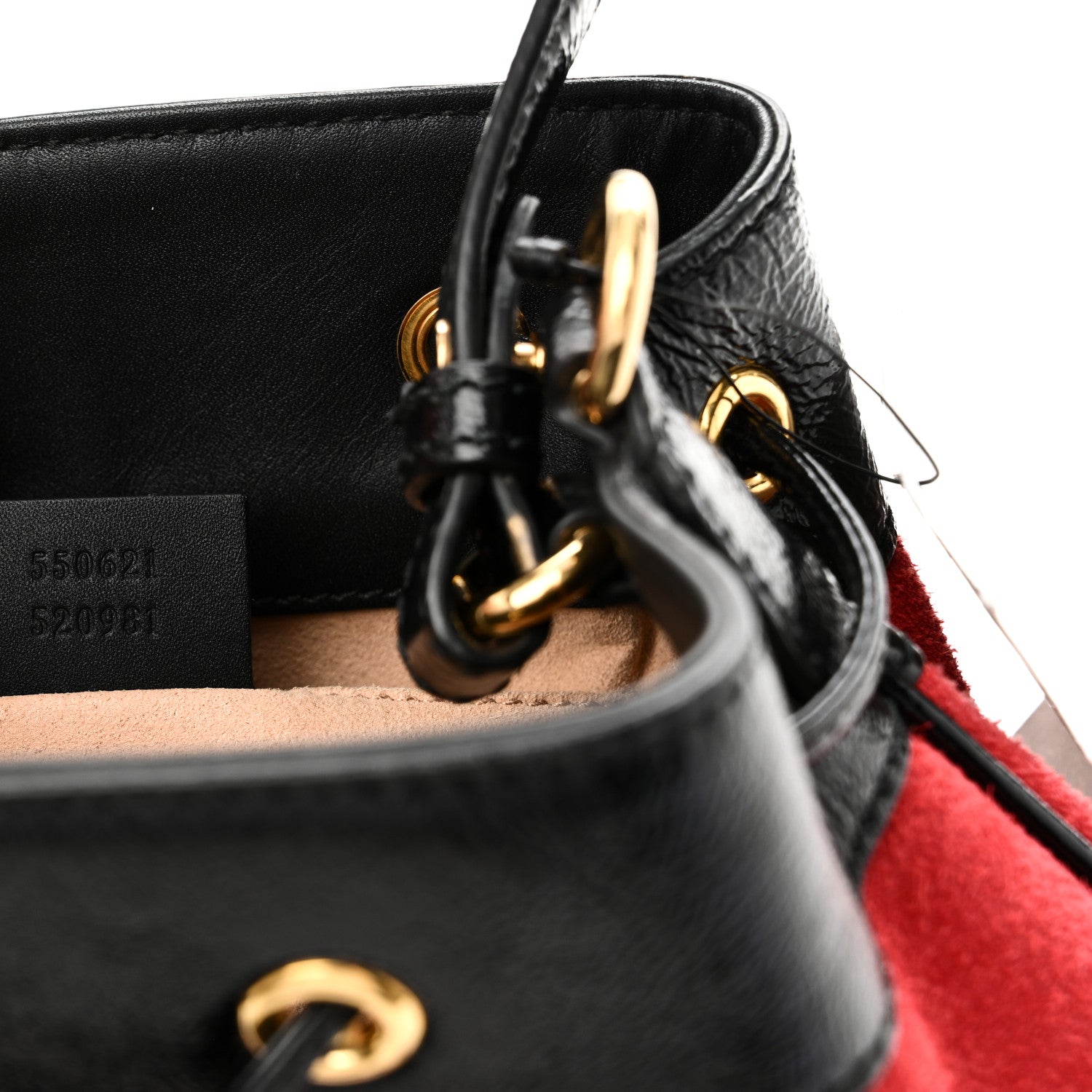 Gucci Suede Patent Web Small Ophidia Bucket Bag Hibiscus Red Black 7 of 10