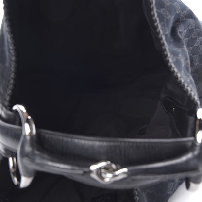 Gucci Monogram Large Horsebit Chain Hobo Black 5 of 12