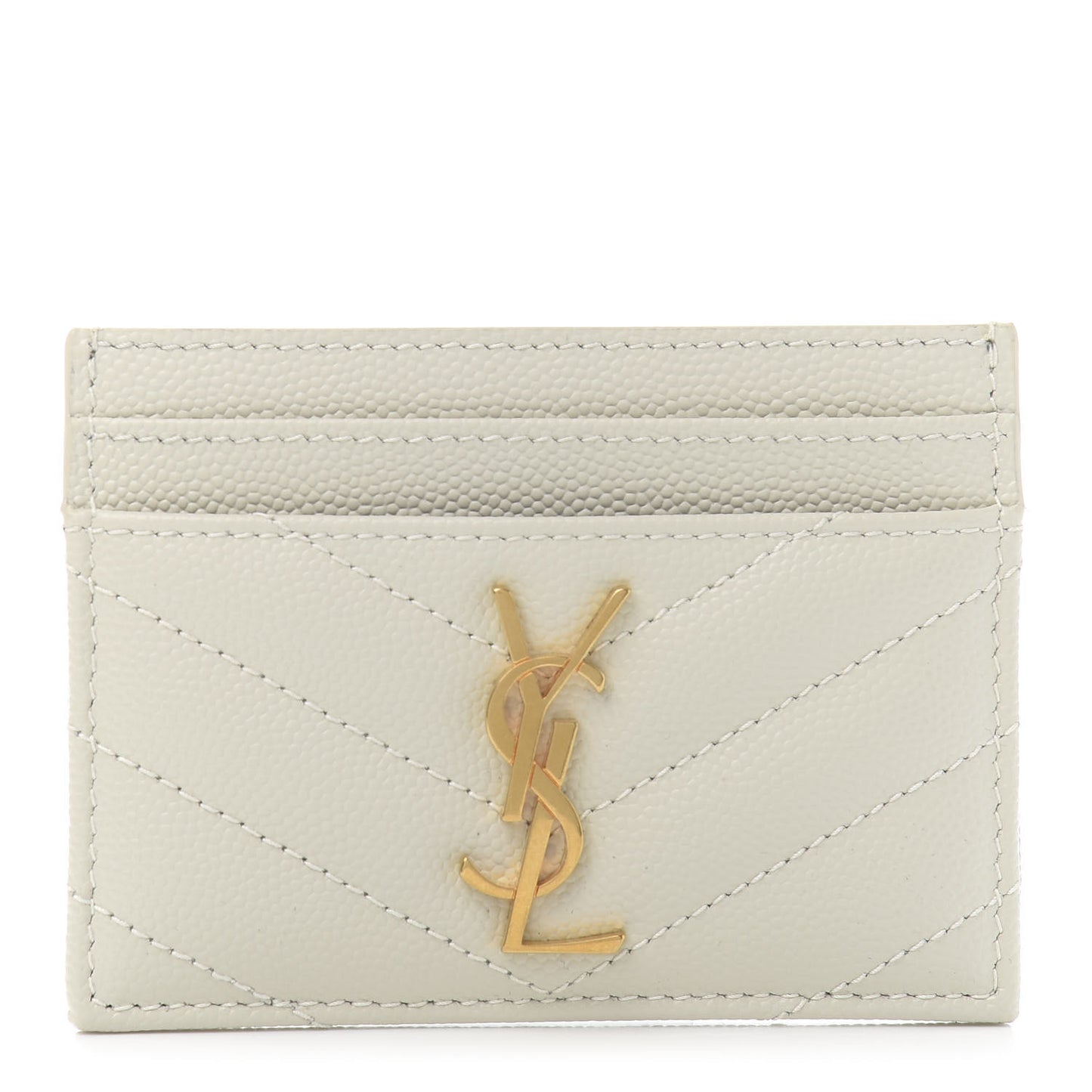 Grain De Poudre Matelasse Chevron Monogram Credit Card Case Crema Soft
