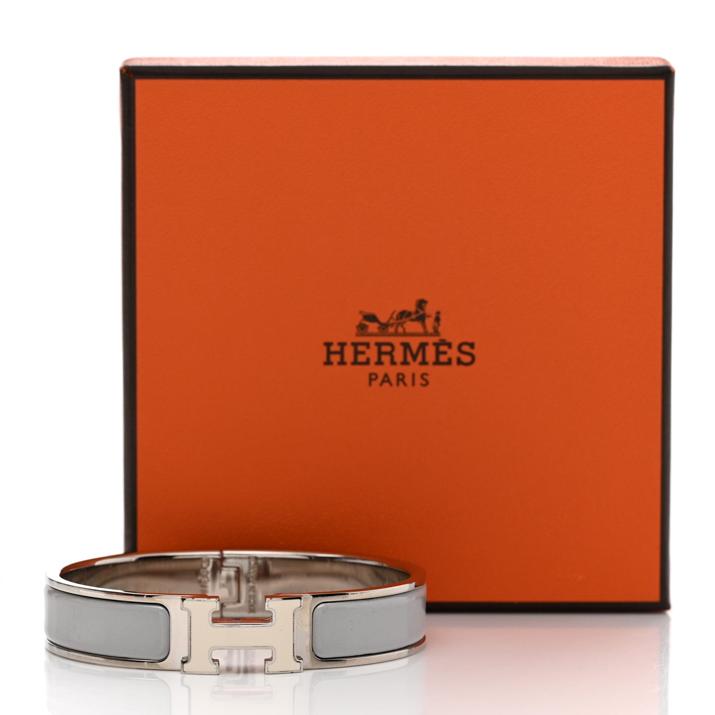 Enamel Narrow Clic Clac H Bracelet Marron Glace