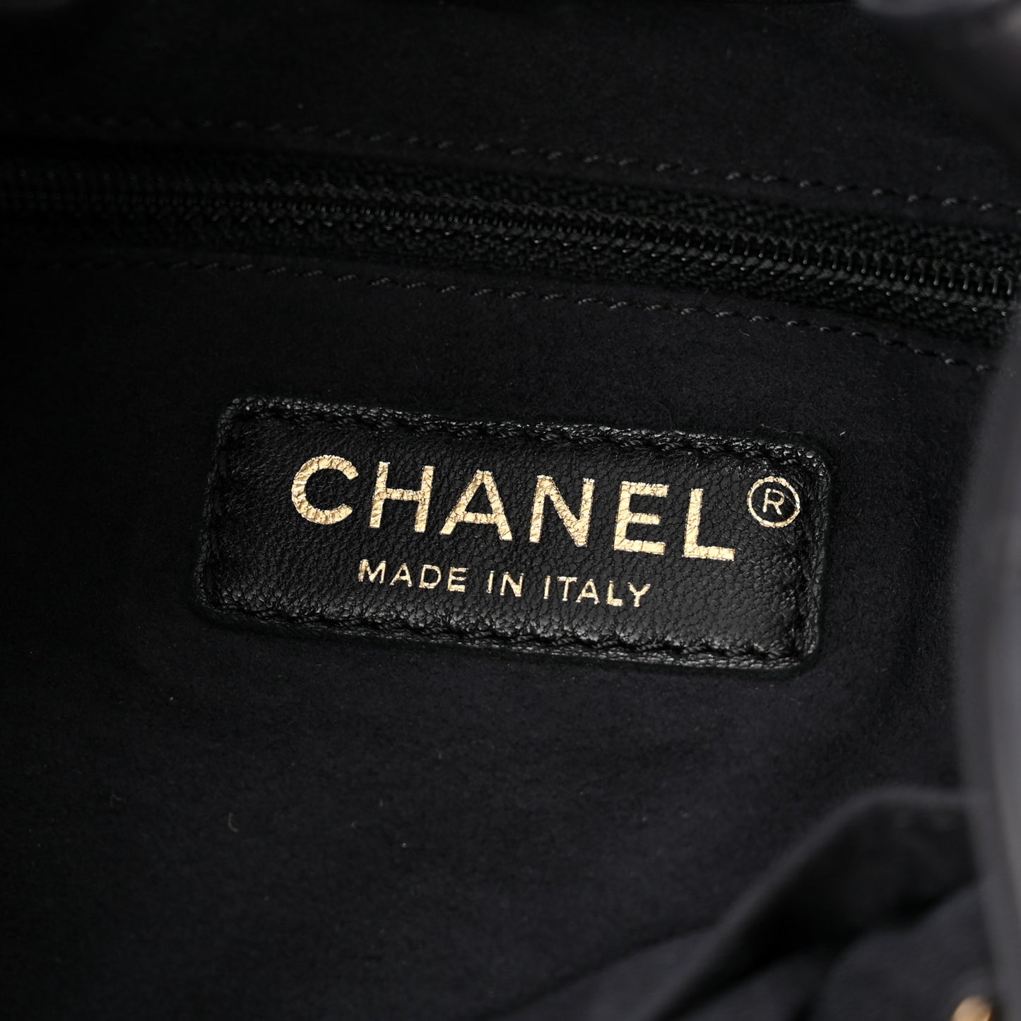 Calfskin Stitched Small Paris Rome Drawstring CC Bag Black