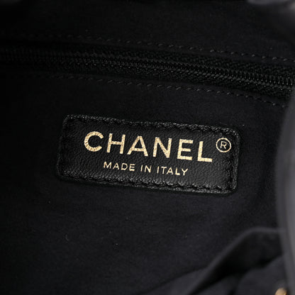 Chanel Calfskin Stitched Small Paris Rome Drawstring CC Bag Black 6 of 11