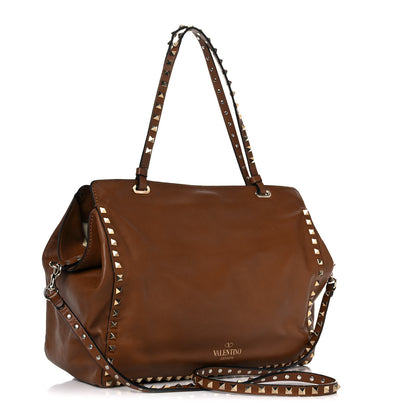 Valentino Garavani Vitello Medium Rockstud Tote Brown 2 of 18