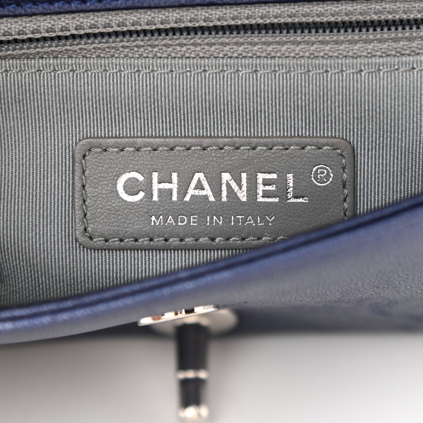 Metallic Sheepskin Chevron Quilted Small Vintage Mademoiselle Flap Navy
