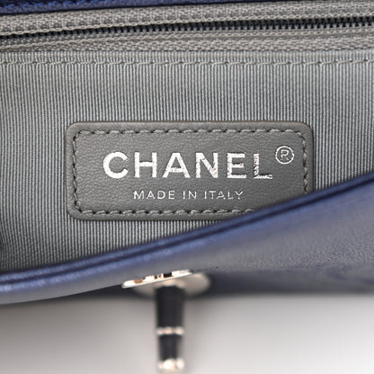 Chanel Metallic Sheepskin Chevron Quilted Small Vintage Mademoiselle Flap Navy 6 of 10