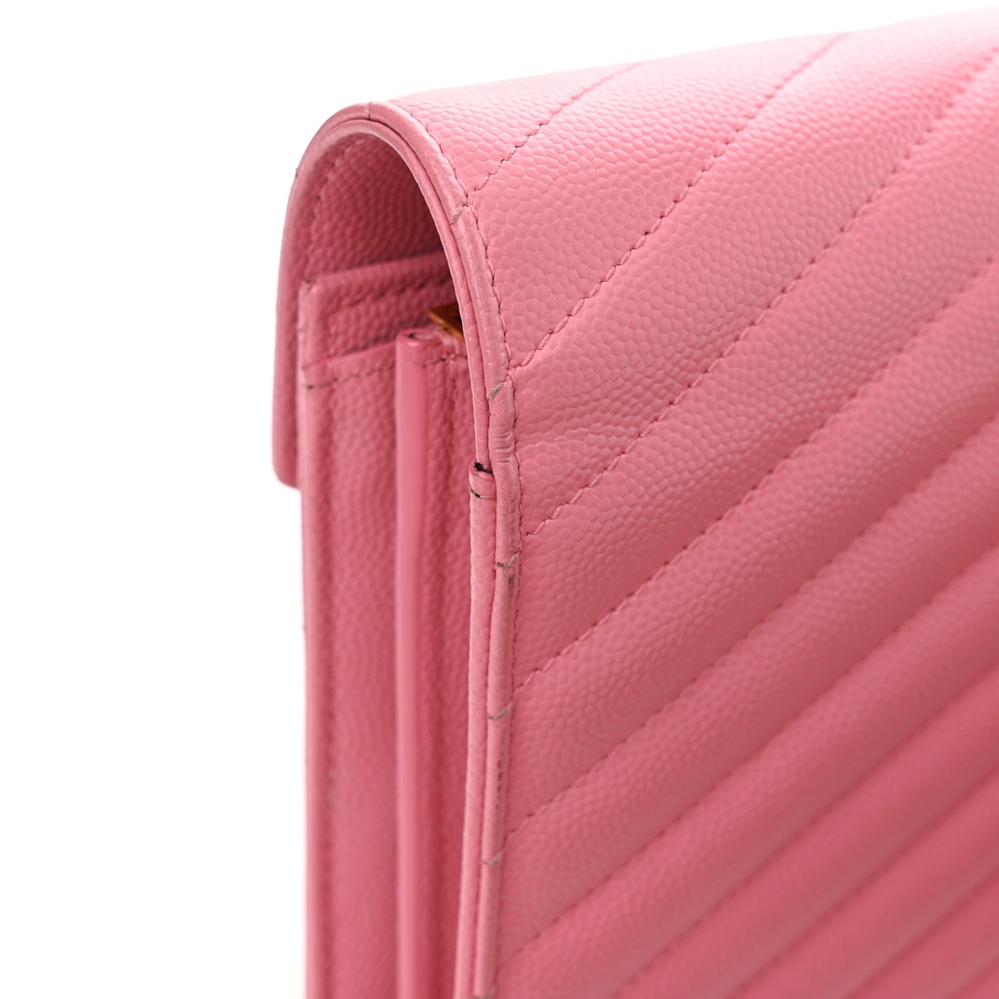 Grain De Poudre Matelasse Chevron Monogram Chain Wallet Indian Pink