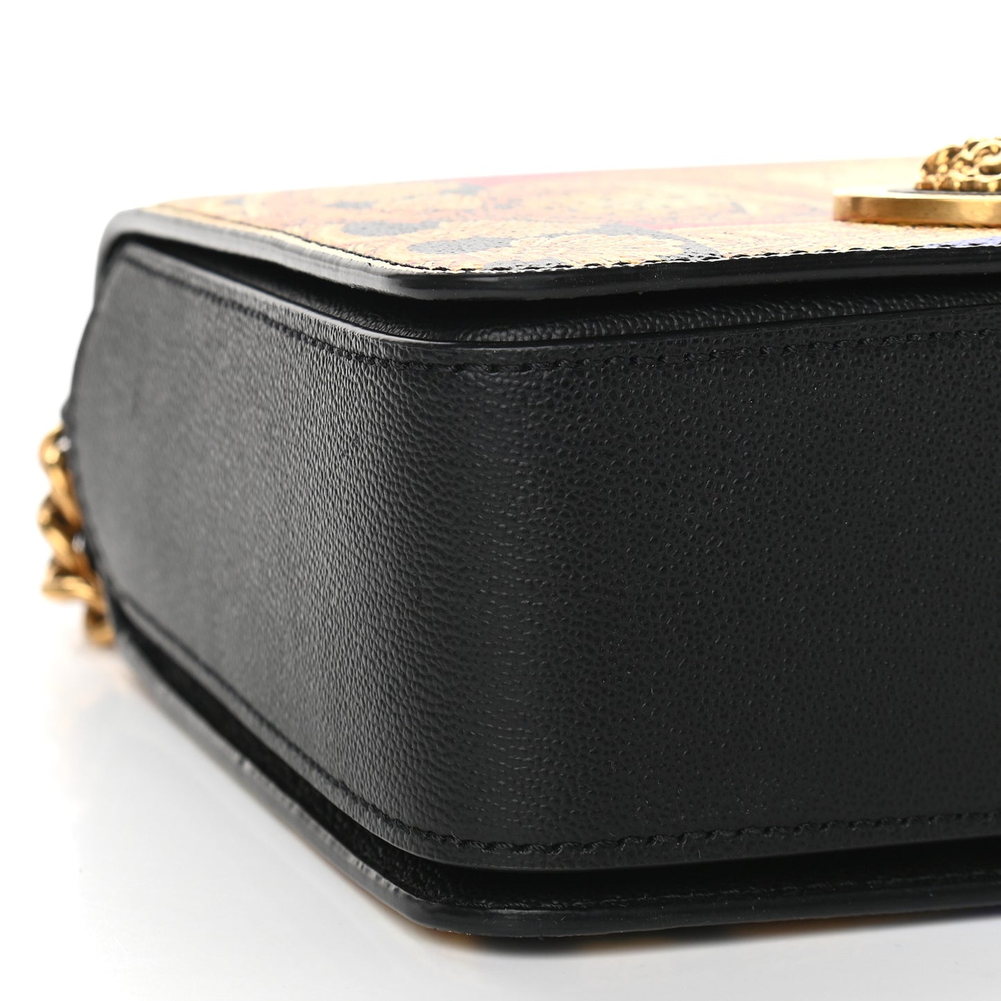 Calfskin Leopard Baroque Print Medium Icon Chain Bag Black Multicolor