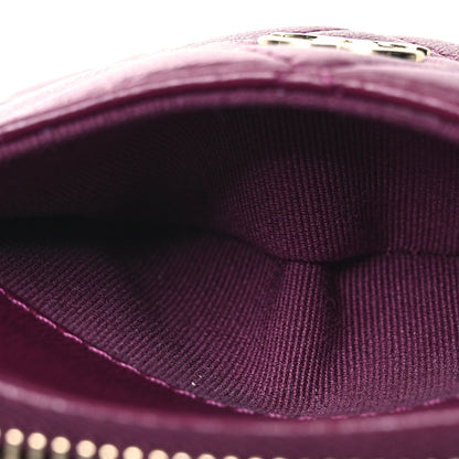 Chanel Lambskin Quilted Zip Card Holder Wallet Dark Purple 6 of 10