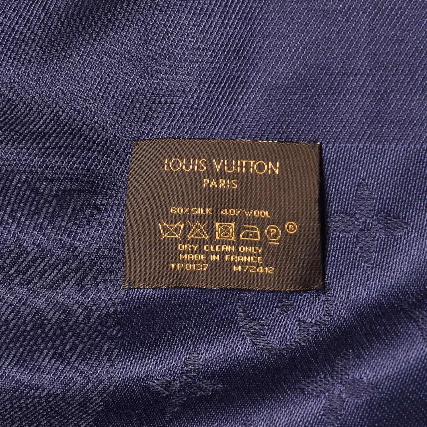 Louis Vuitton Silk Wool Monogram Shawl Night Blue 4 of 4