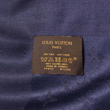Louis Vuitton Silk Wool Monogram Shawl Night Blue 4 of 4