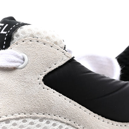Chanel Mesh Suede Calfskin Grained Calfskin Womens CC Sneakers 39.5 White Black 10 of 12