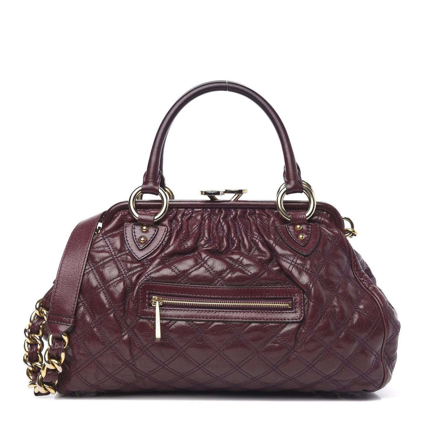 Calfskin Quilted Stam Burgundy