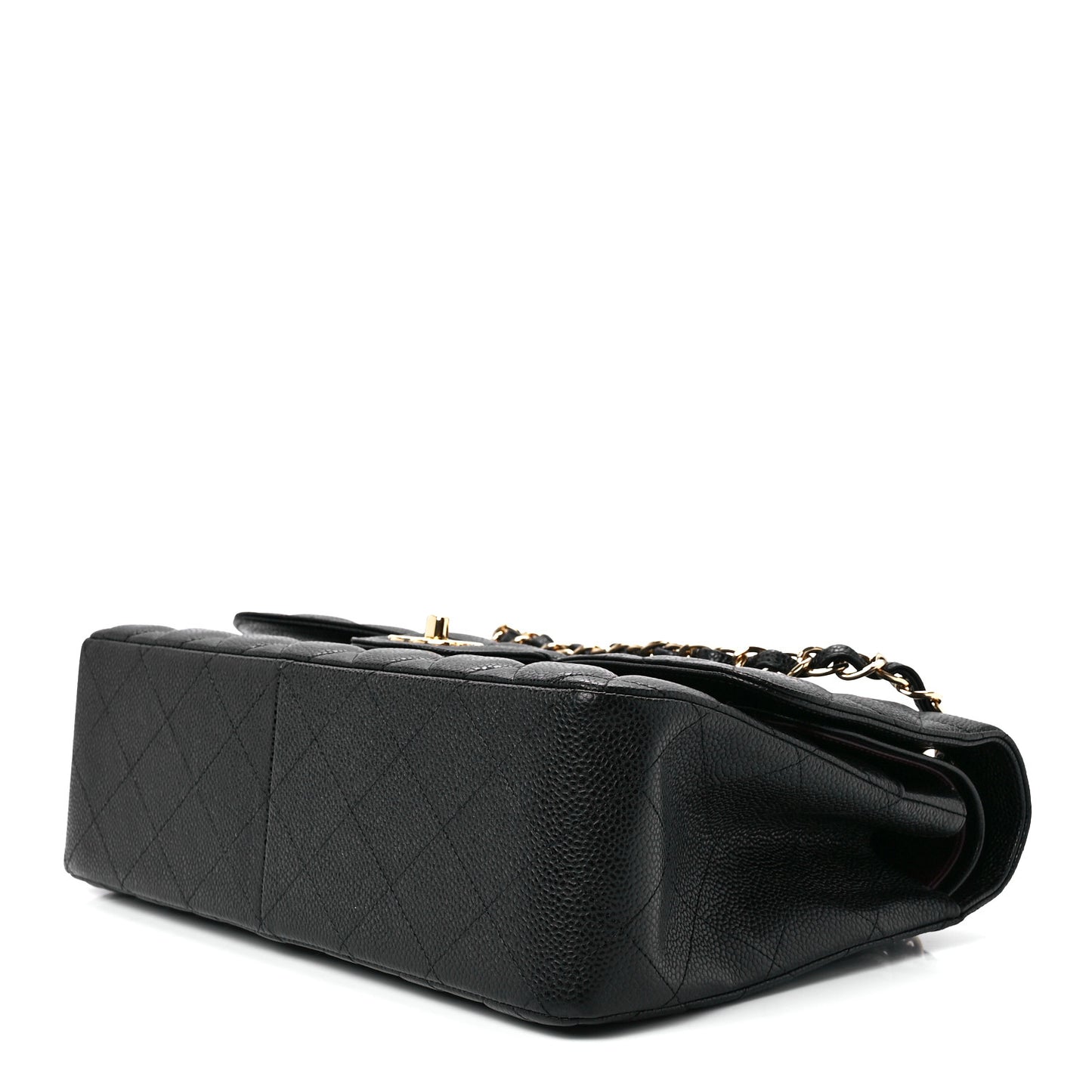 Caviar Quilted Jumbo Double Flap Black