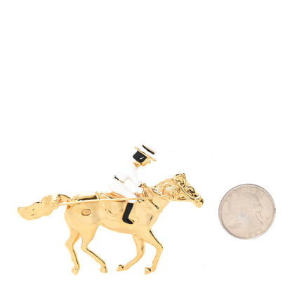 Chanel Metal Enamel Lunar New Year Horse CC Brooch Gold 2 of 4