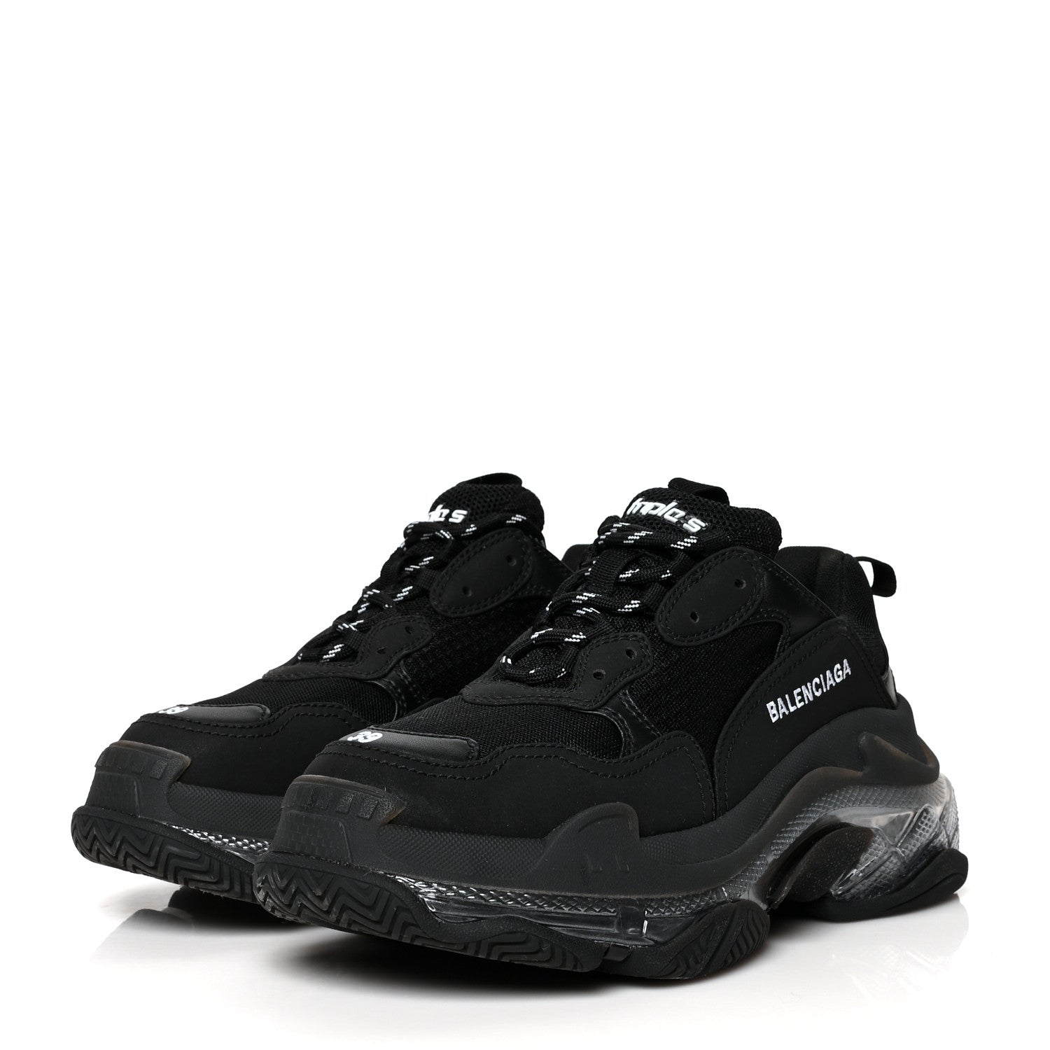 Balenciaga Fabric Mesh Clear Sole Triple S Sneakers 39 Black 3 of 7