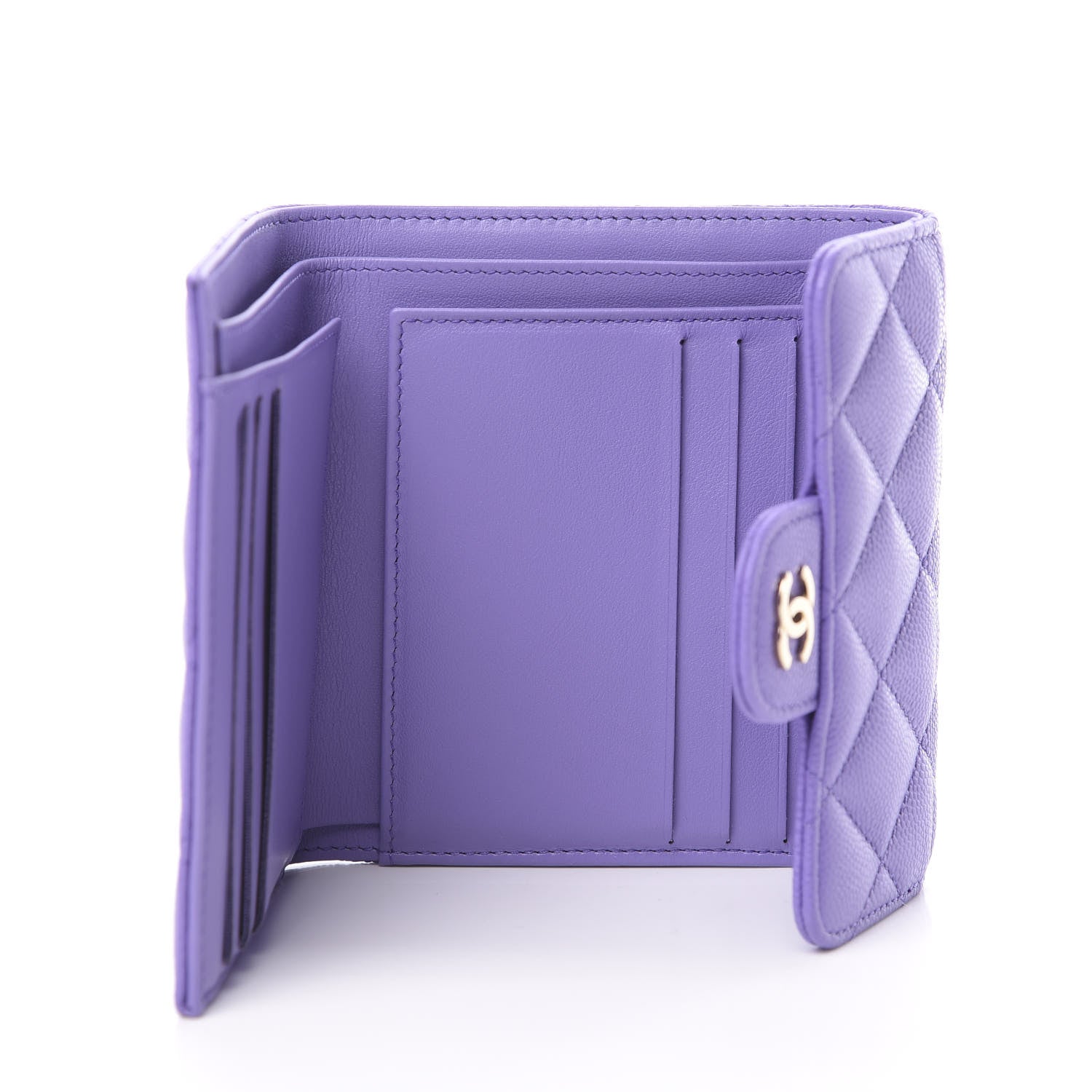 Chanel Caviar Quilted Compact Flap Wallet Purple 5 of 9