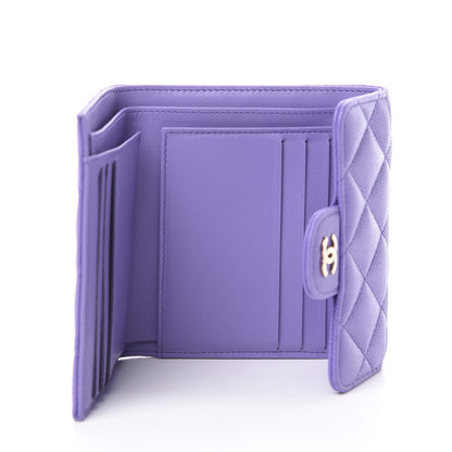 Chanel Caviar Quilted Compact Flap Wallet Purple 5 of 9