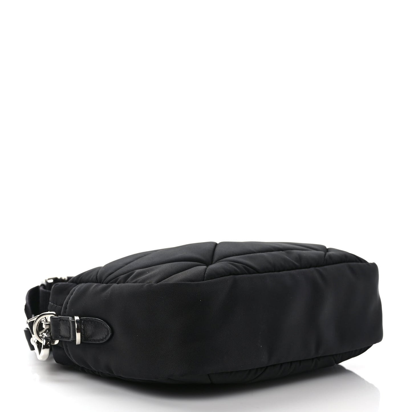 Re-Nylon Triangle Quilted Padded Shoulder Bag Black