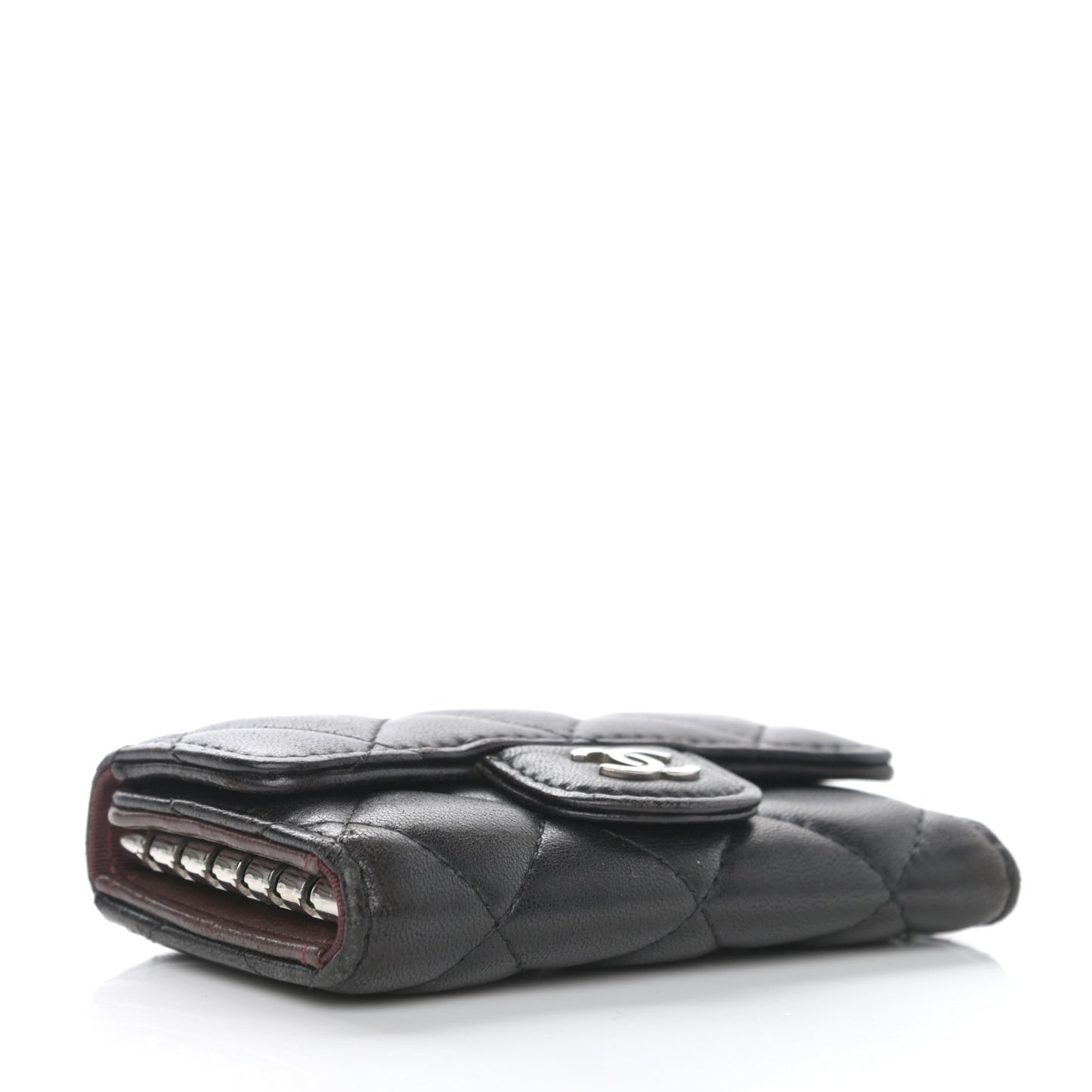 Lambskin Quilted 6 Key Holder Black