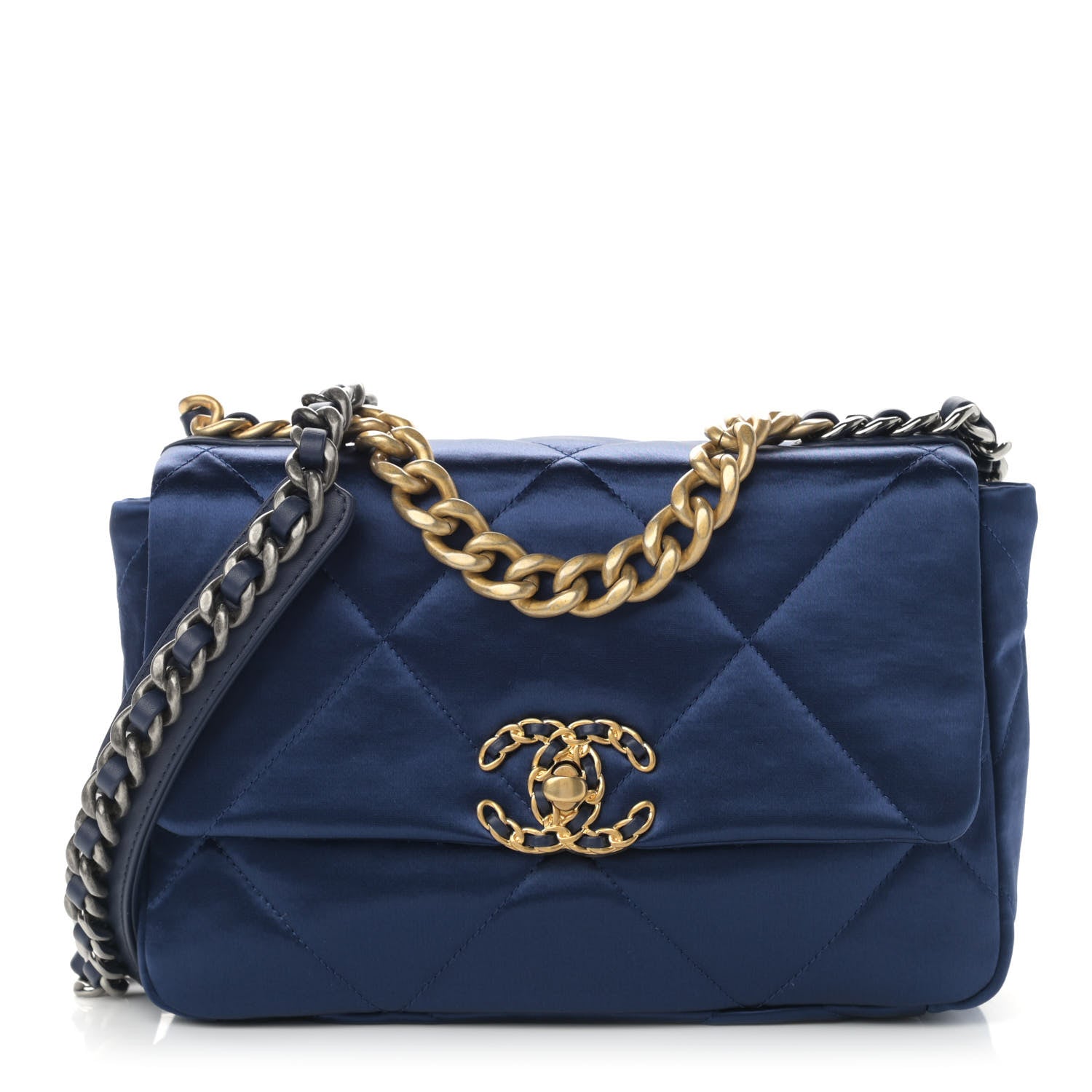 Chanel Satin Quilted Medium Chanel 19 Flap Blue 1 of 11