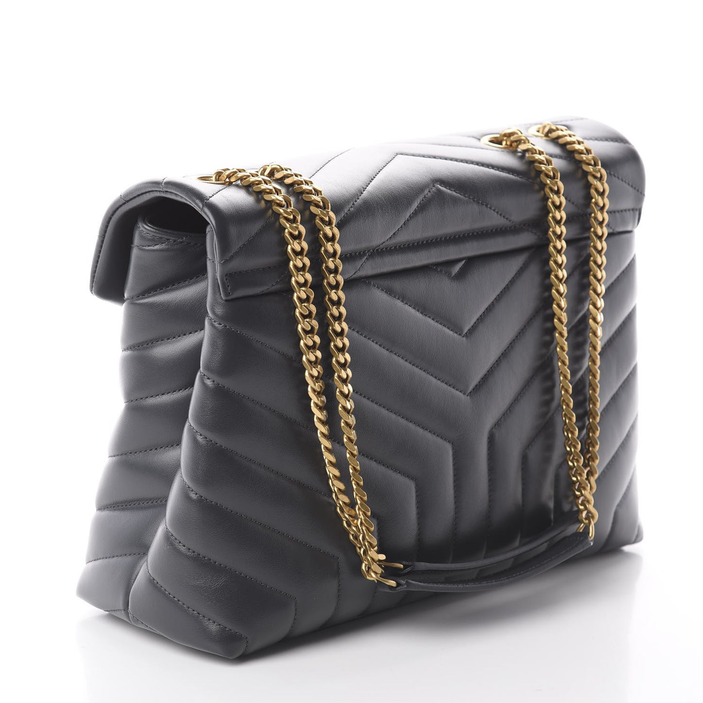 Calfskin Y Quilted Monogram Medium Loulou Chain Satchel Asphalt