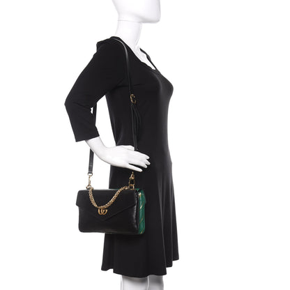Gucci Calfskin Diagonal GG Medium Thiara Double Envelope Shoulder Bag Emerald Green Black 2 of 11