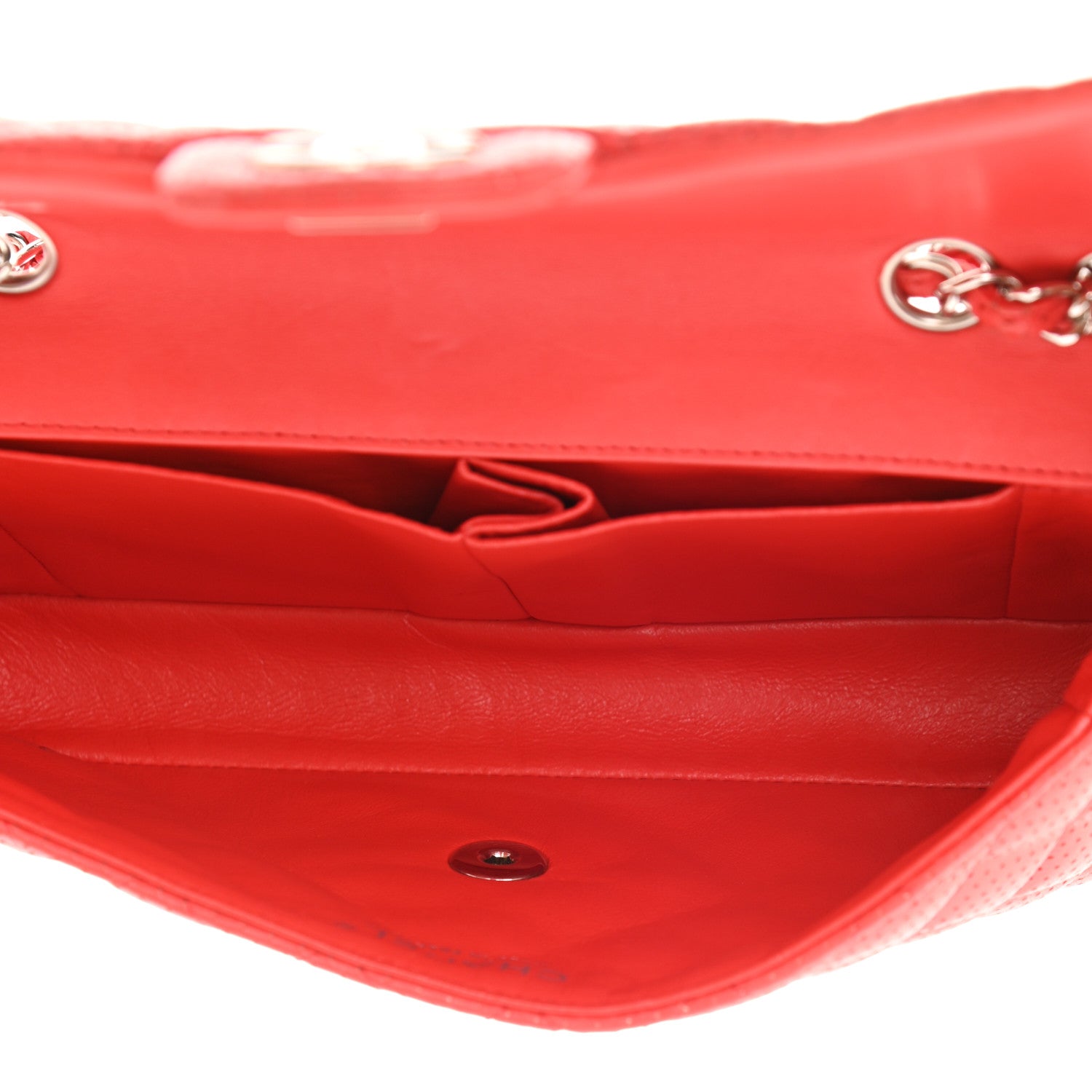 Chanel Lambskin Perforated East West Flap Red 5 of 11
