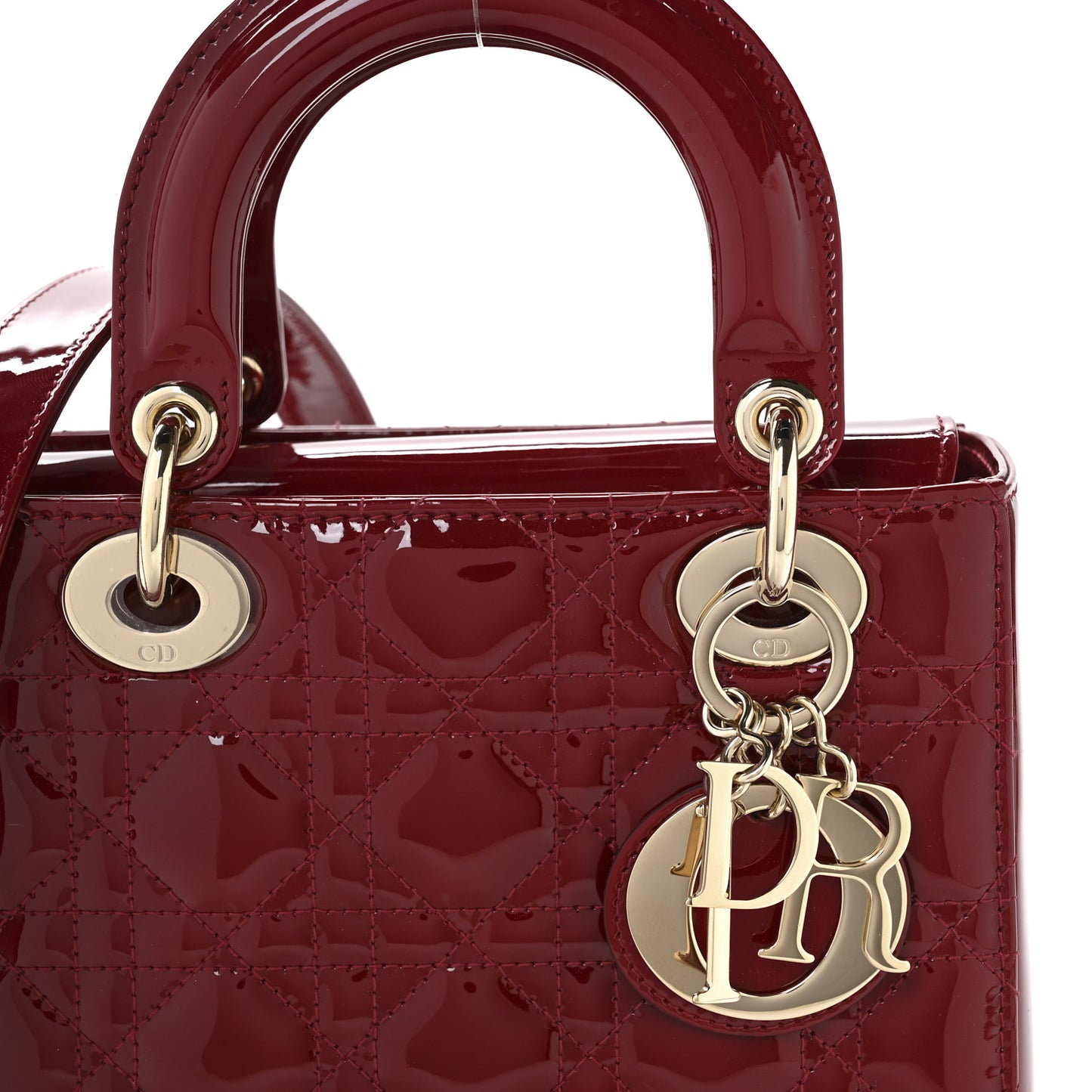 Patent Cannage Small Lady Dior Cherry Red