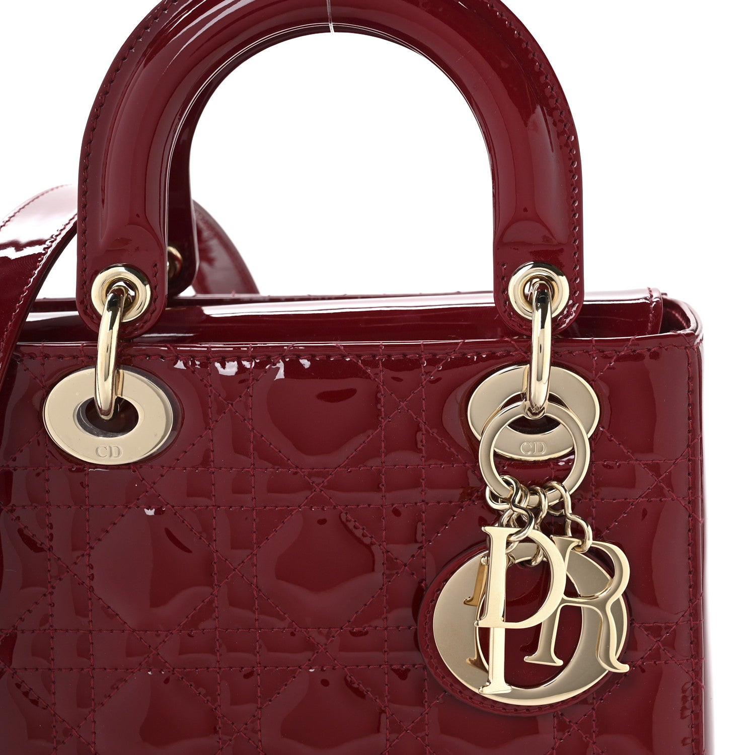 Christian Dior Patent Cannage Small Lady Dior Cherry Red 8 of 11