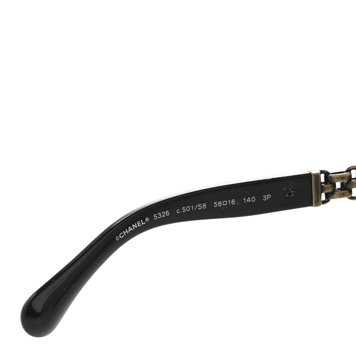 Chanel Acetate Polarized Cat Eye Chain Sunglasses 5326 Black 5 of 9
