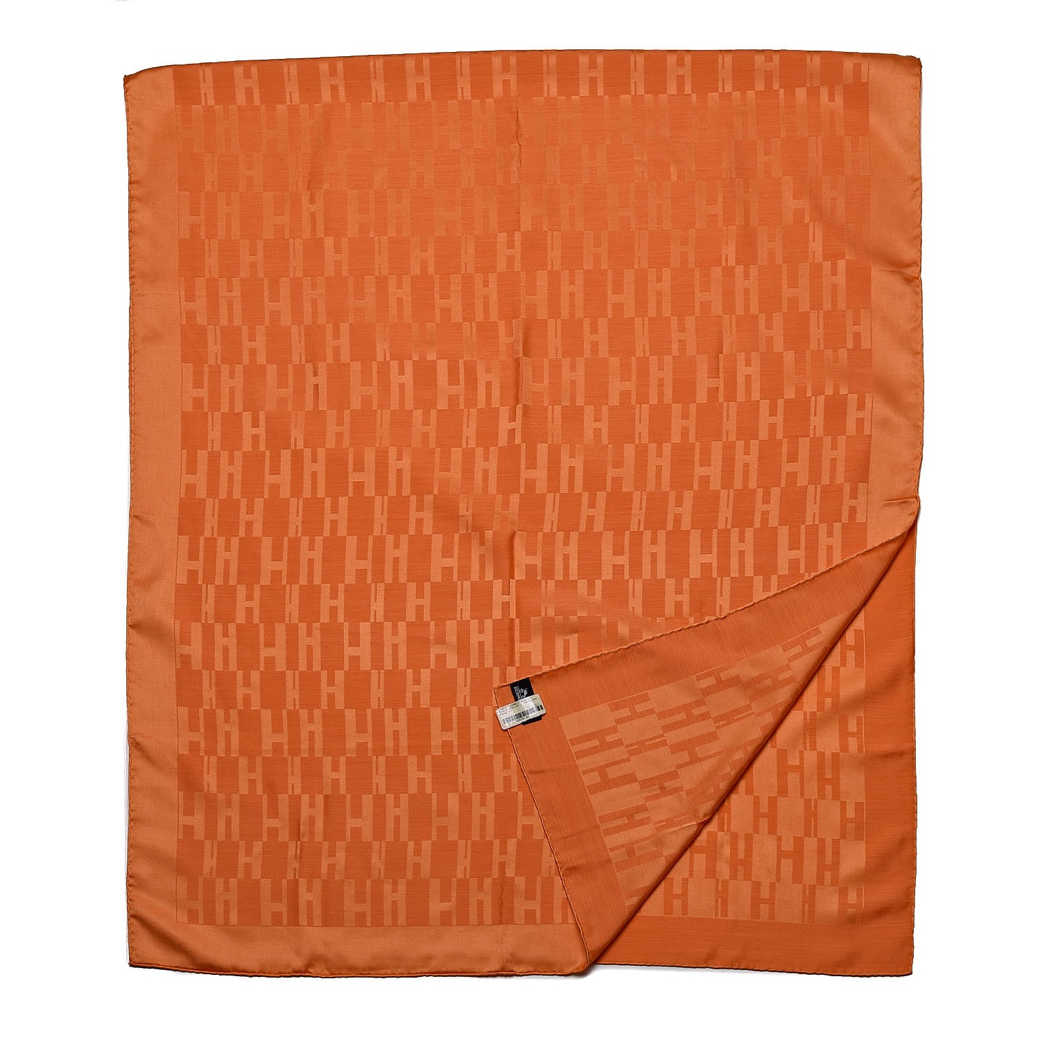 Hermes Silk Wool Faconnee Grand H Scarf Orange Vif 4 of 5