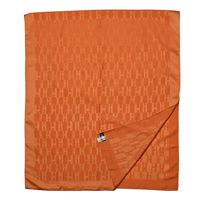 Hermes Silk Wool Faconnee Grand H Scarf Orange Vif 4 of 5