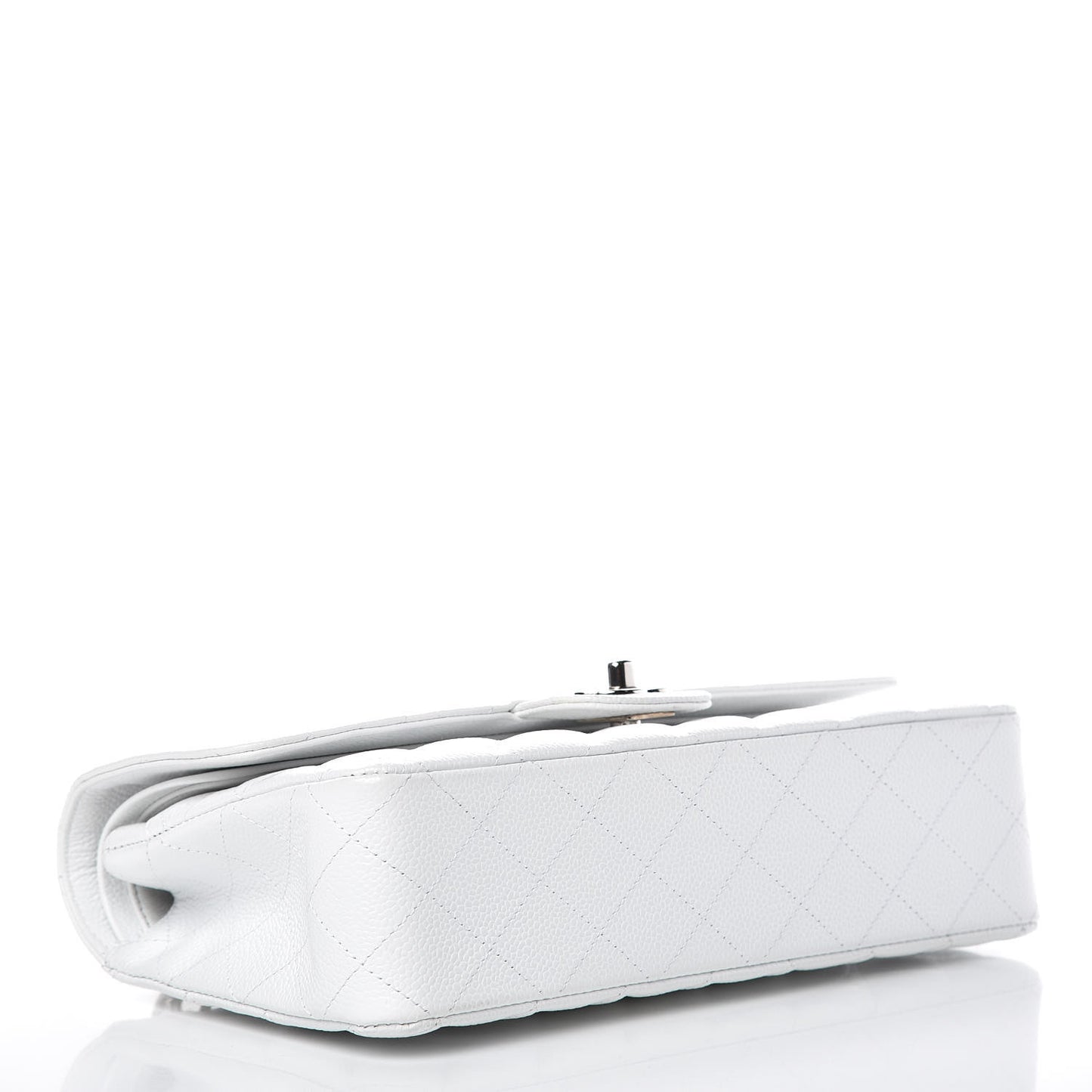 Caviar Quilted Medium Double Flap Bijoux Chain White
