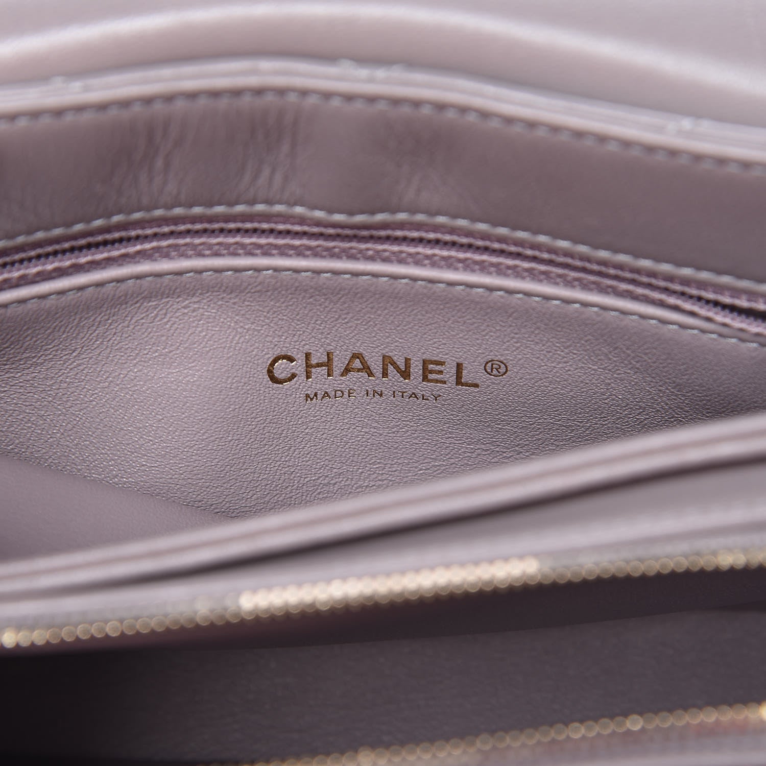 Chanel Lambskin Chevron Stitched Envelope Flap Light Grey 6 of 9